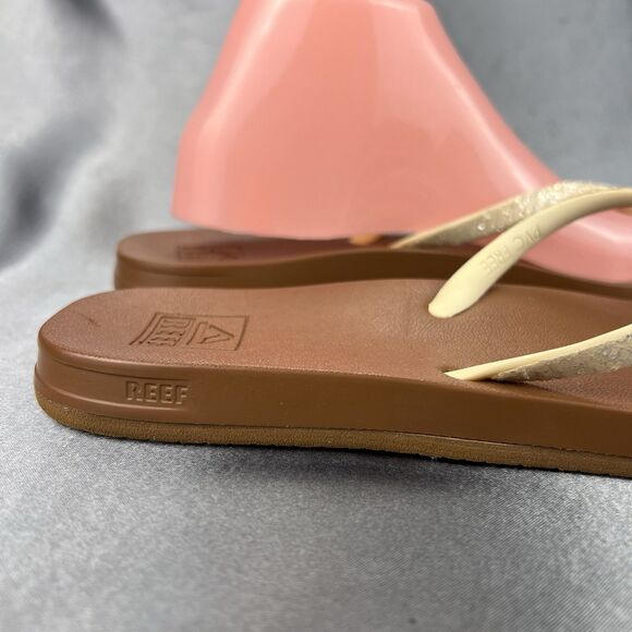 Reef Stargazer‎ Thong Sandals Women's 8.5 Yellow Sparkle Flip Flops Summer Beach - Picture 4 of 15